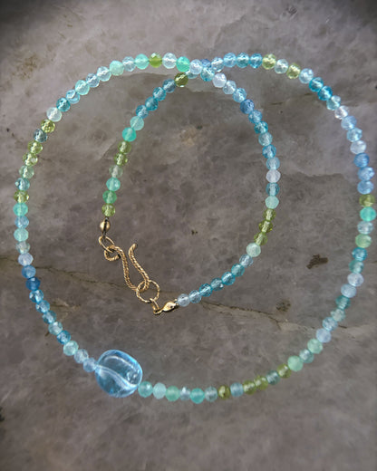 Ocean Spray Necklace ⋄ Aquamarine, Peridot, Topaz, Chrysoprase