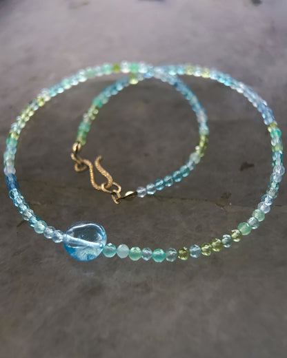 Ocean Spray Necklace ⋄ Aquamarine, Peridot, Topaz, Chrysoprase