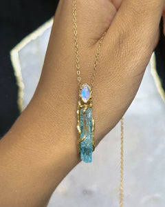 Healing Crystal Necklace ⋄ Aquamarine & Moonstone
