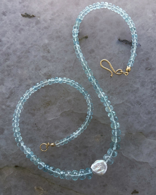 Water Nymph Necklace ⋄ Aquamarine & Pearl