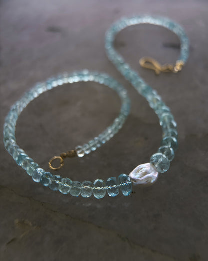 Water Nymph Necklace ⋄ Aquamarine & Pearl