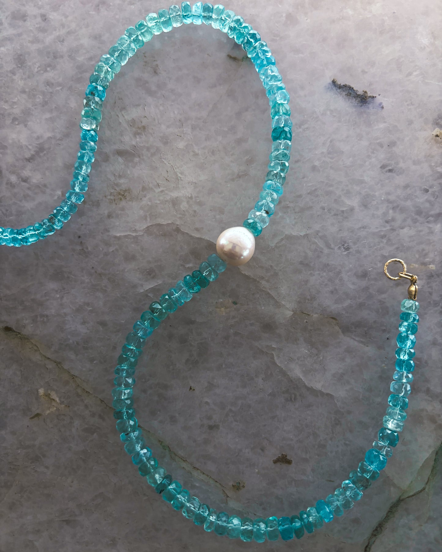 Water Nymph Necklace ⋄ Shaded Seafoam Apatite & Pearl