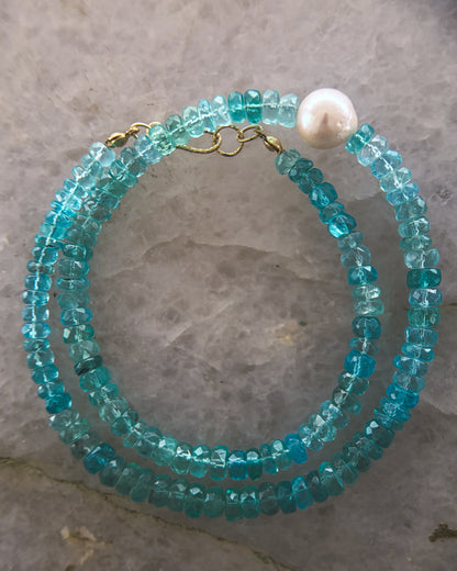 Water Nymph Necklace ⋄ Shaded Seafoam Apatite & Pearl