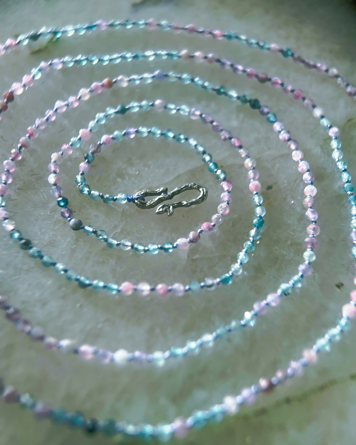 Dewdrops Long Layer Necklace ⋄ Pink & Blue Tourmaline