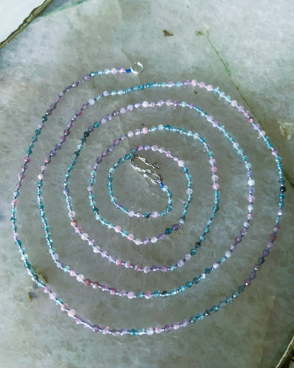 Dewdrops Long Layer Necklace ⋄ Pink & Blue Tourmaline