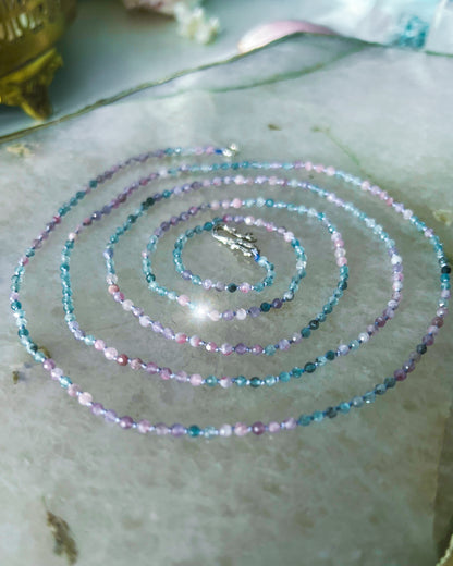 Dewdrops Long Layer Necklace ⋄ Pink & Blue Tourmaline