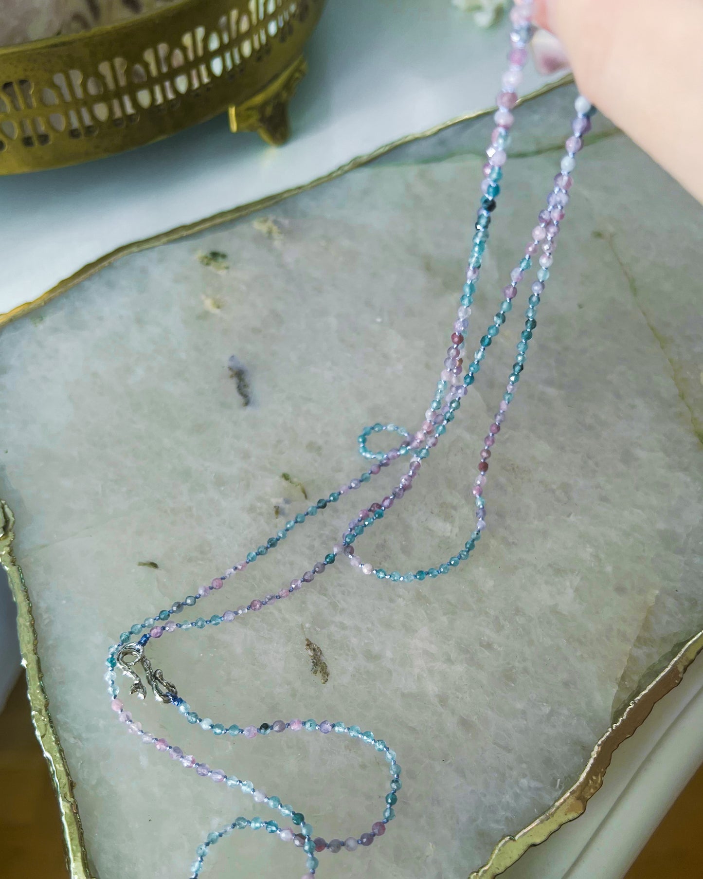 Dewdrops Long Layer Necklace ⋄ Pink & Blue Tourmaline