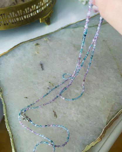 Dewdrops Long Layer Necklace ⋄ Pink & Blue Tourmaline