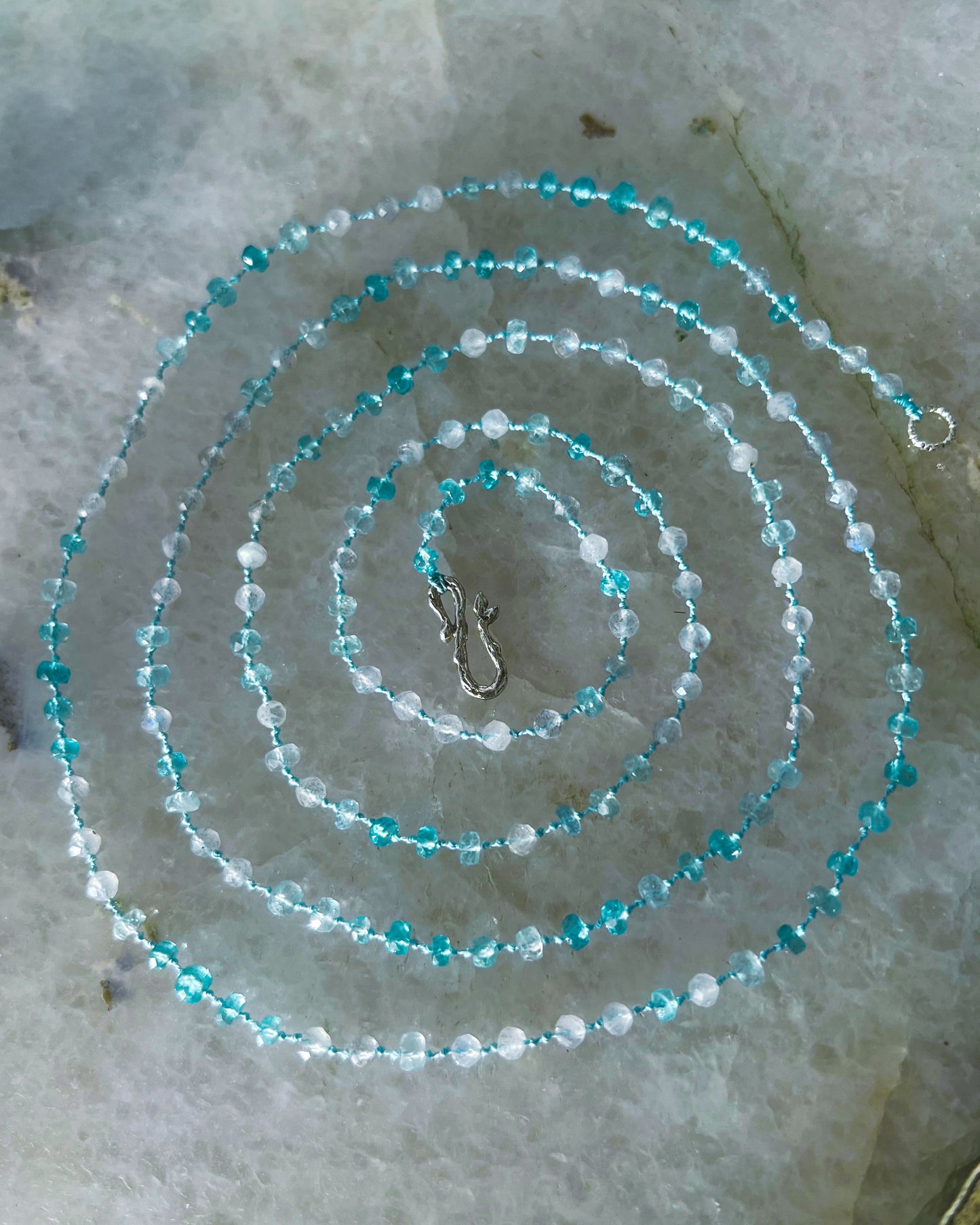 Dewdrops Long Layer Necklace ⋄ Apatite, Aquamarine, Labradorite