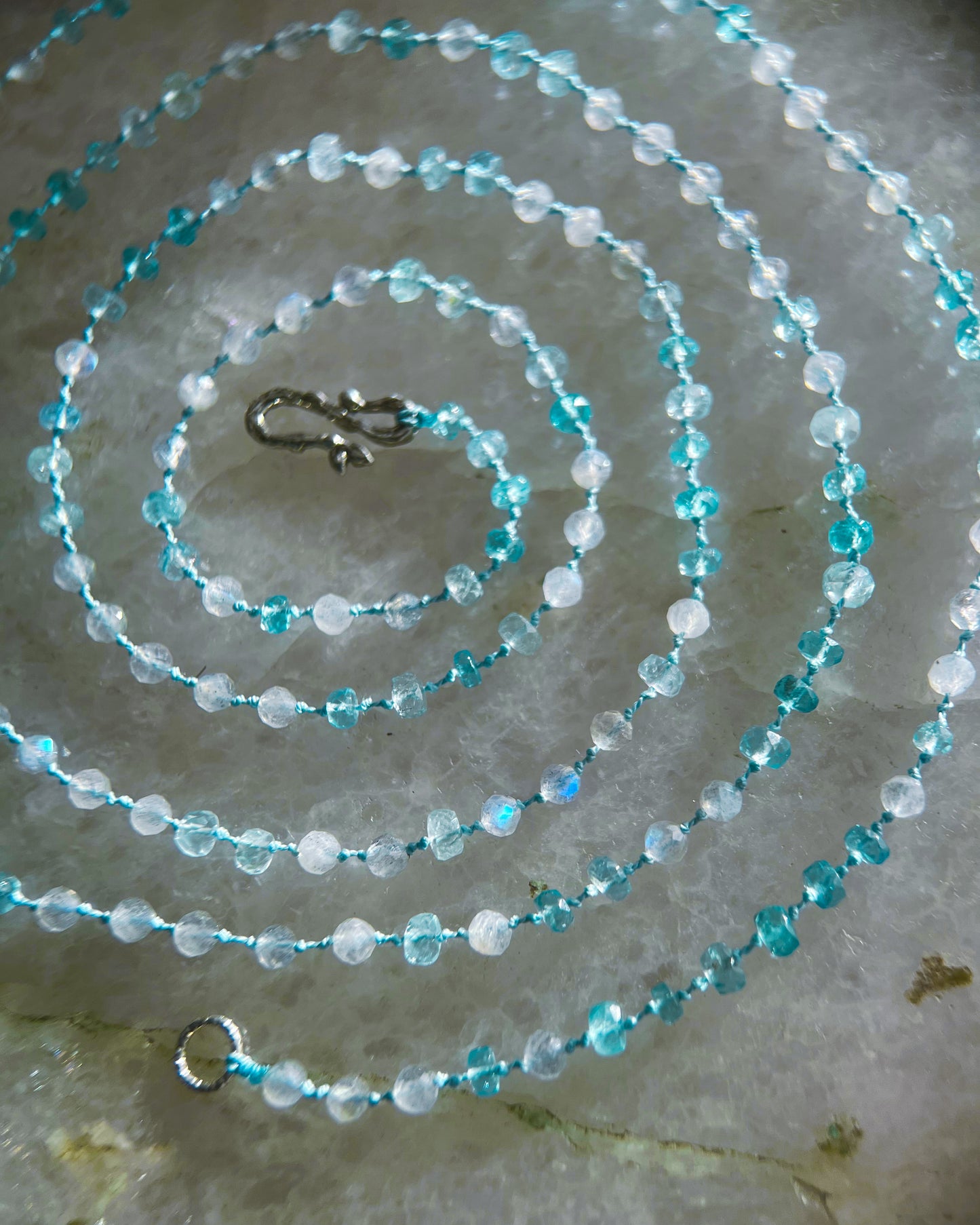 Dewdrops Long Layer Necklace ⋄ Apatite, Aquamarine, Labradorite