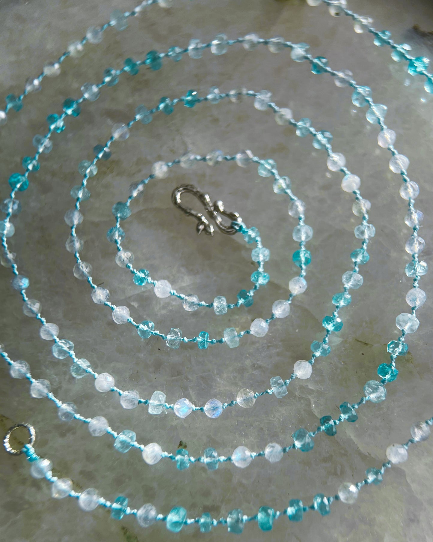 Dewdrops Long Layer Necklace ⋄ Apatite, Aquamarine, Labradorite