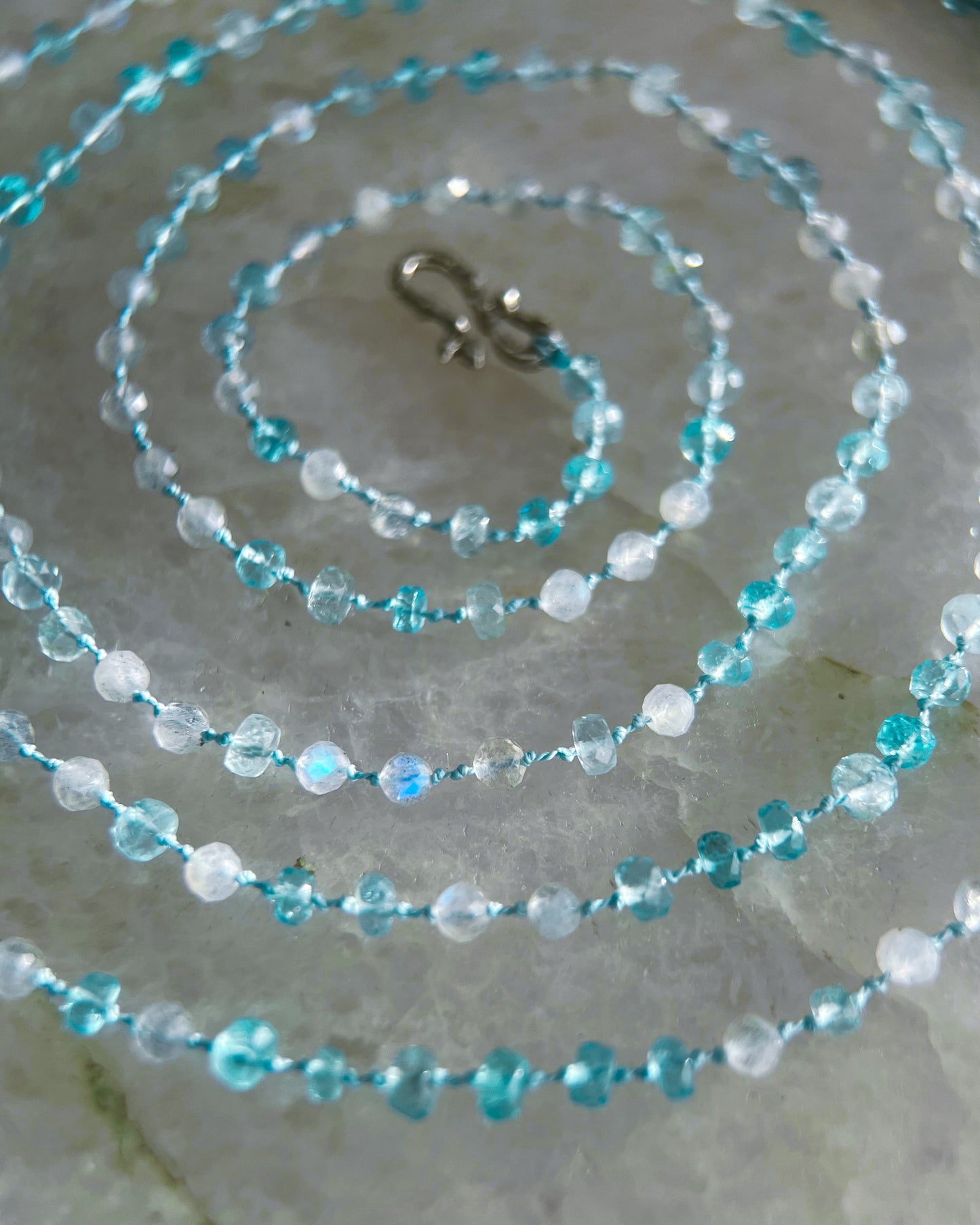 Dewdrops Long Layer Necklace ⋄ Apatite, Aquamarine, Labradorite