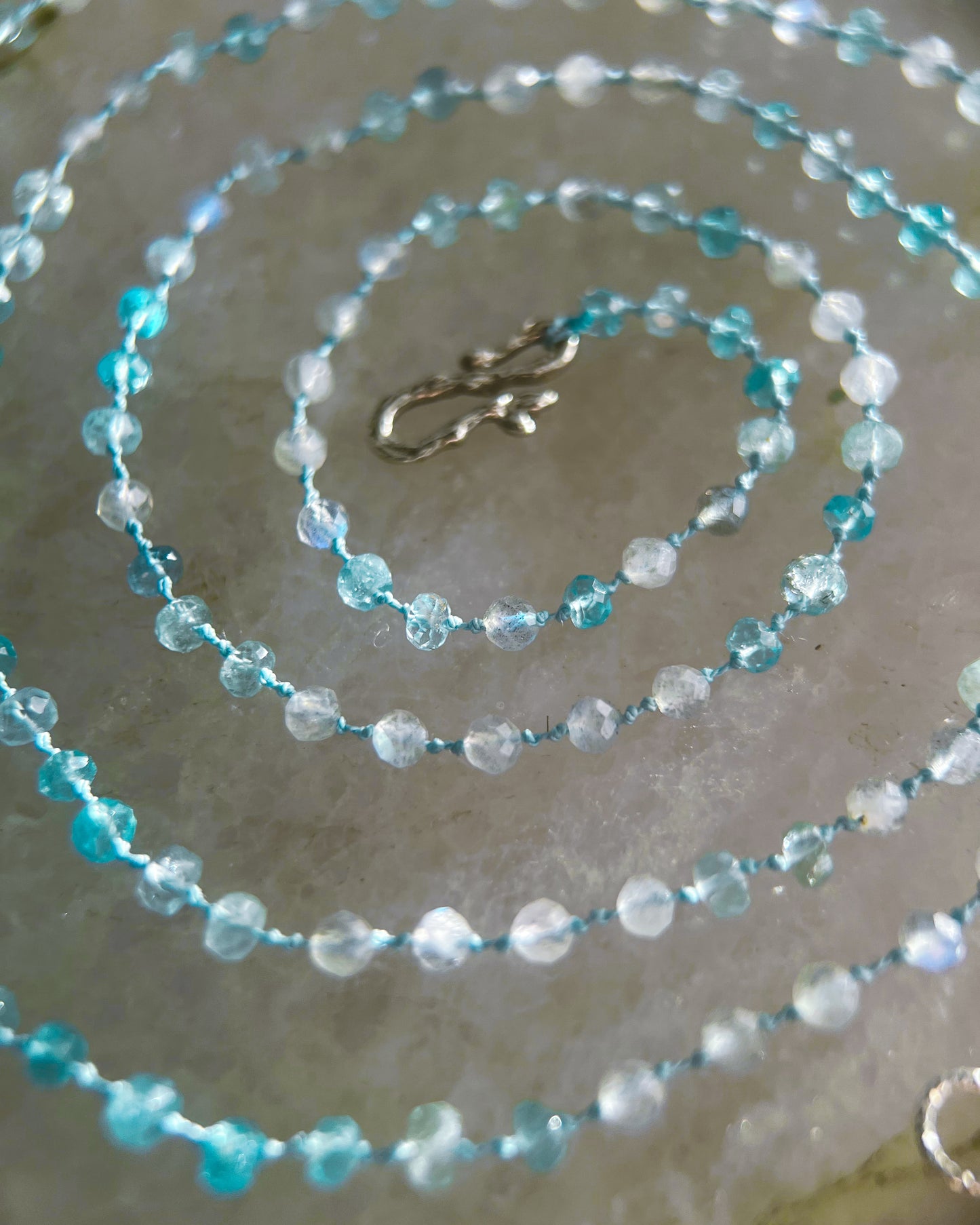 Dewdrops Long Layer Necklace ⋄ Apatite, Aquamarine, Labradorite