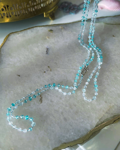 Dewdrops Long Layer Necklace ⋄ Apatite, Aquamarine, Labradorite