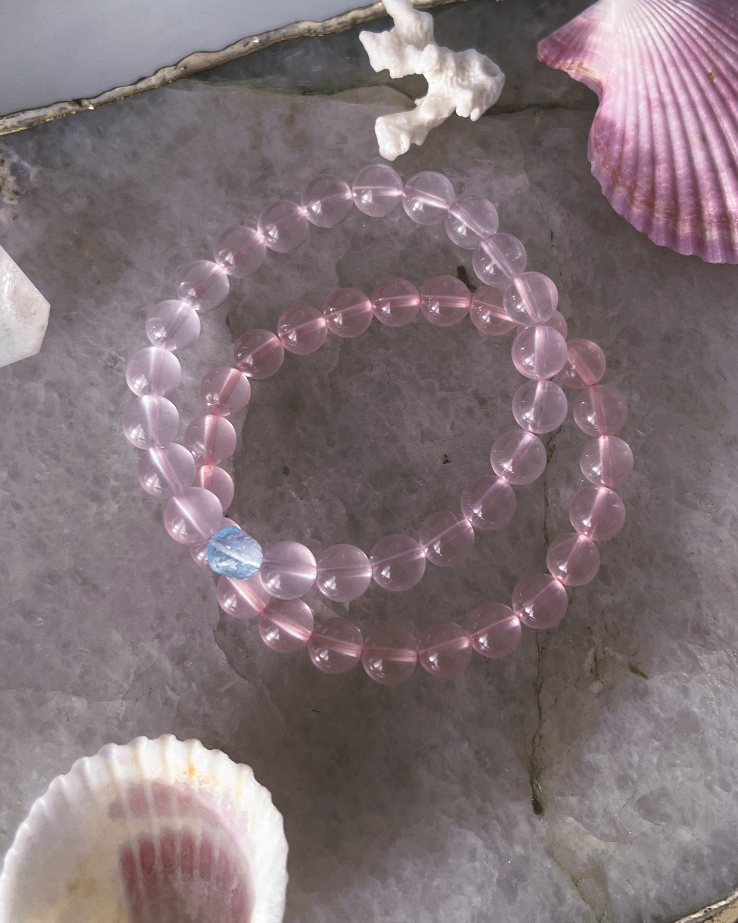 Rosewater Dewdrops Bracelet ⋄ Rose Quartz