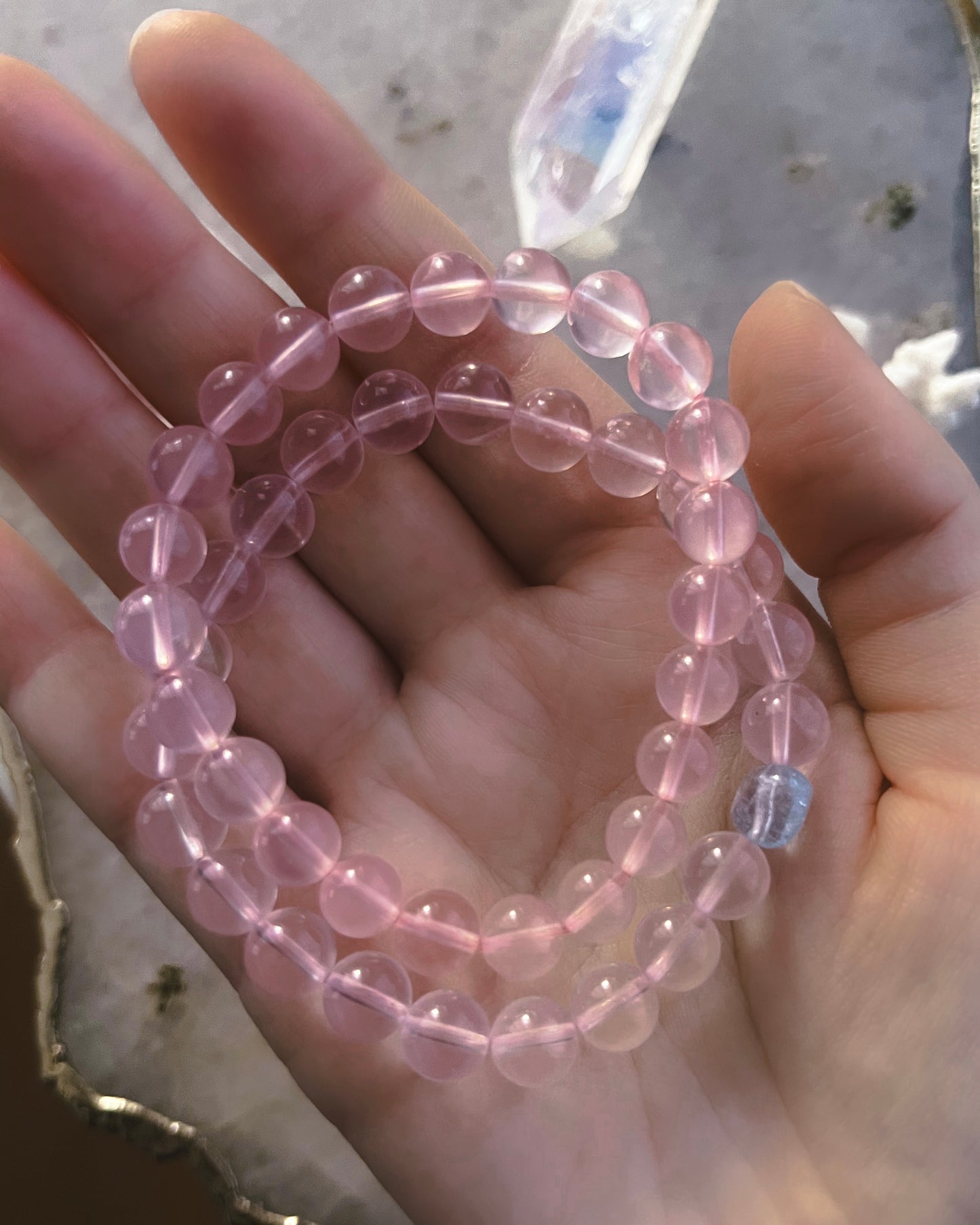 Rosewater Dewdrops Bracelet ⋄ Rose Quartz