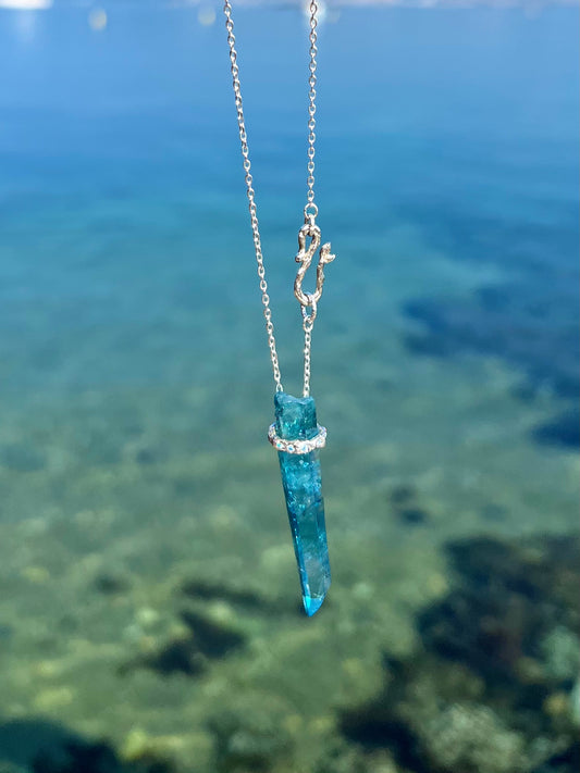 Healing Crystal Pendant ⋄ Aqua Aura Quartz