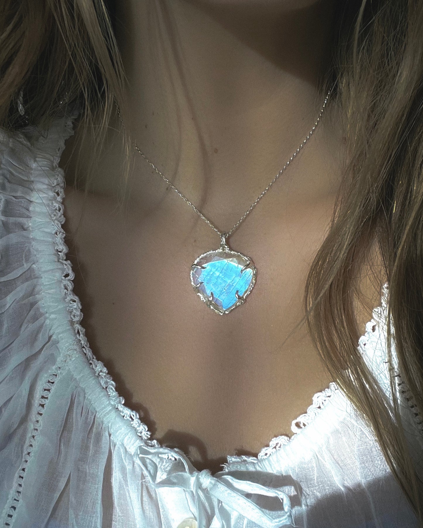 Heart Portal Necklace ⋄ Rainbow Moonstone