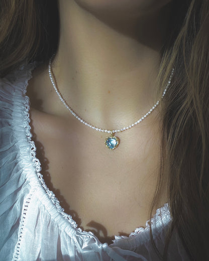 Siren’s Heart Necklace ⋄ Blue Topaz & Pearl