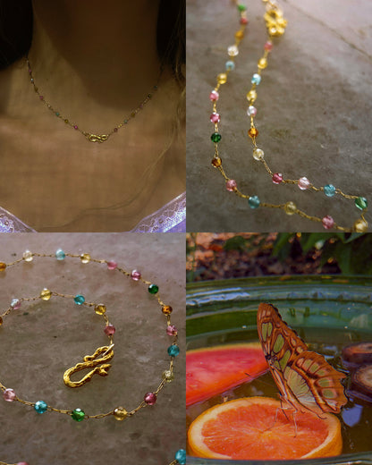 Honey Nectar Dewdrops Chain Necklace ⋄ Tourmaline