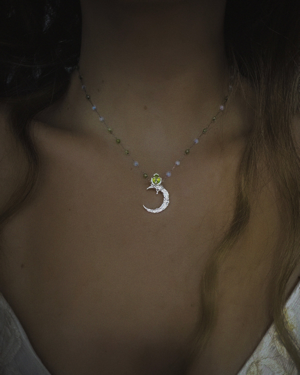 Honeydew Moon Amulet ⋄ Sphene, Peridot & Aquamarine