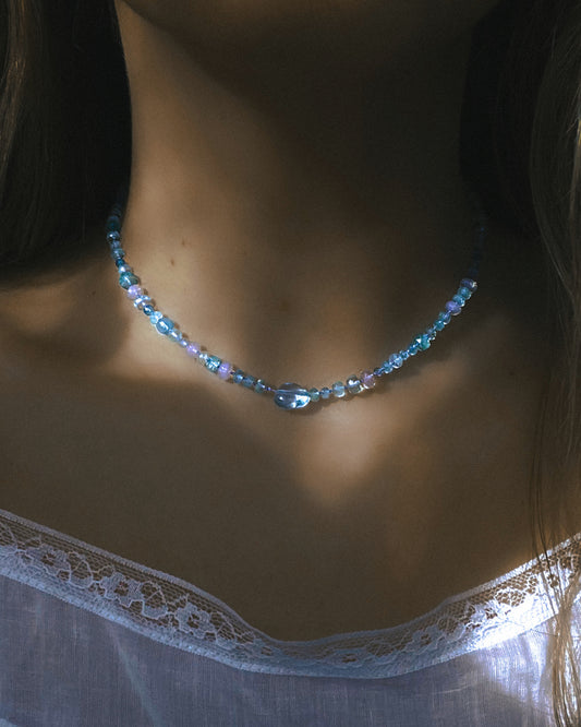 Dewdrops Necklace ⋄ Lavender Moon Quartz, Aquamarine & Topaz
