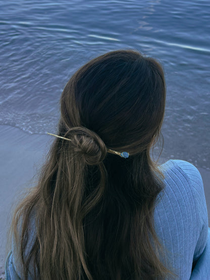 La Sirène Crystal Hair Pins ⋄ Aquamarine, Lavender Moon Quartz, MOP