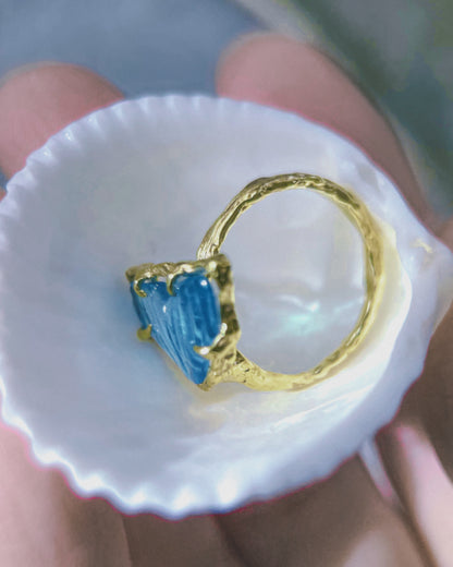 Mermaid Tail Ring ⋄ Aquamarine ⋄ size 6 ⋄ gold vermeil