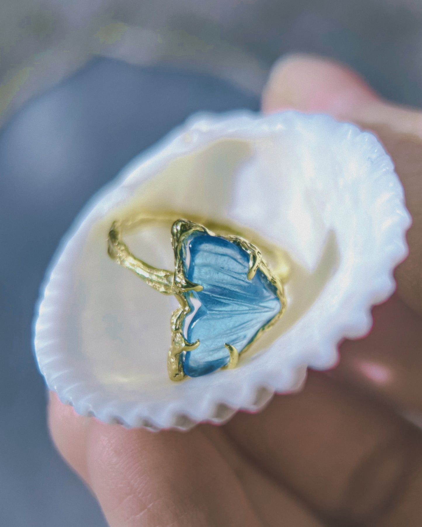 Mermaid Tail Ring ⋄ Aquamarine ⋄ size 6 ⋄ gold vermeil