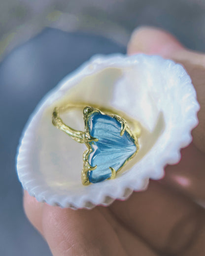 Mermaid Tail Ring ⋄ Aquamarine ⋄ size 6 ⋄ gold vermeil