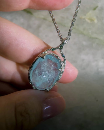 Oracle of the Moon Tide Necklace ⋄ Shimmer Aquamarine