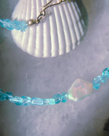 Ocean Pebbles Necklace ⋄ Seafoam Apatite & Pearl