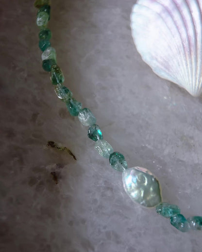 Ocean Pebbles Necklace ⋄ Teal Tourmaline & Pearl