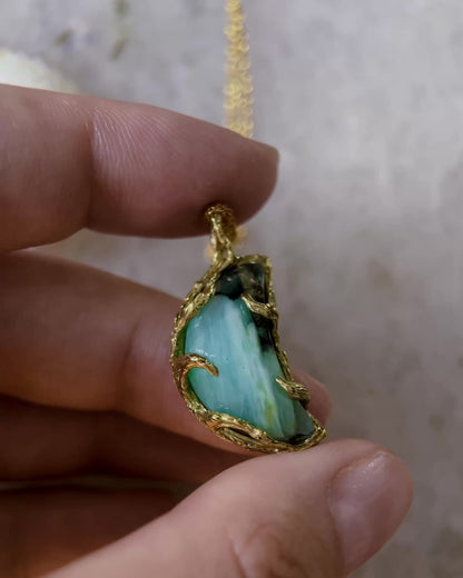 Seafoam Siren Moon Necklace ⋄ Peruvian Opal