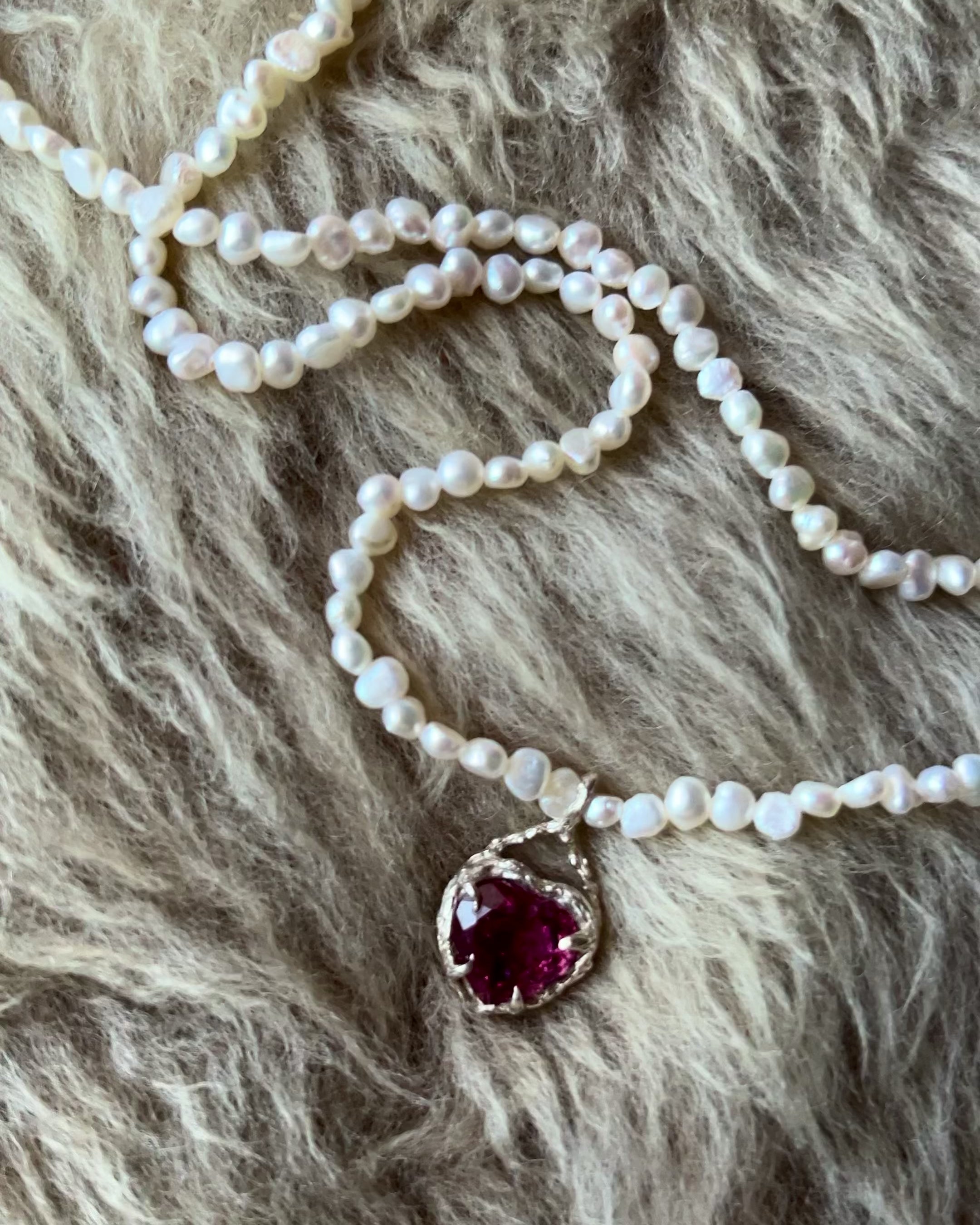Siren’s Heart Amulet ⋄ Rubelite Tourmaline & Pearl