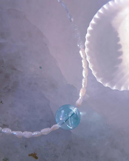 Daughter of the Sea Necklace ⋄ Aqua Aura Quartz & Pearls