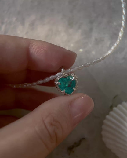 Siren’s Heart Amulet ⋄ Apatite & Pearls