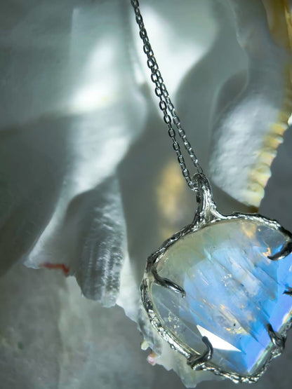 Heart Portal Necklace ⋄ Rainbow Moonstone