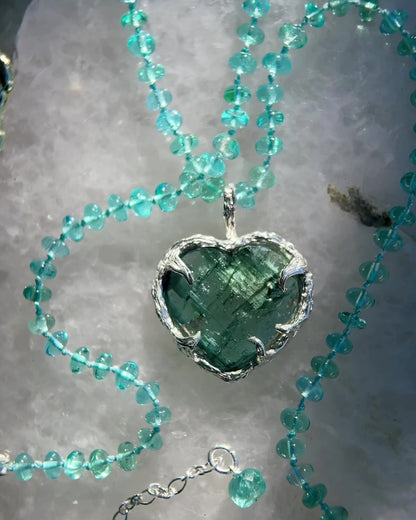 Siren’s Heart Amulet ⋄ Indicolite Tourmaline & Sea Apatite