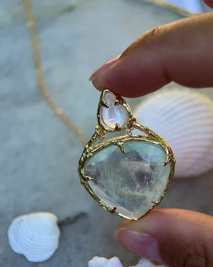 Heart Portal Amulet ⋄ Aquamarine & Moonstone ⋄ gold vermeil