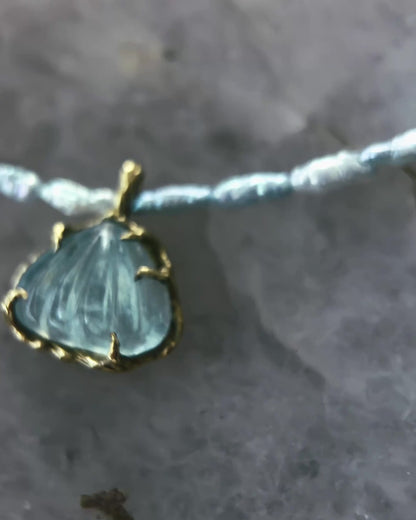 Siren Creek Treasure Necklace ⋄ Aquamarine & Blue Pearls