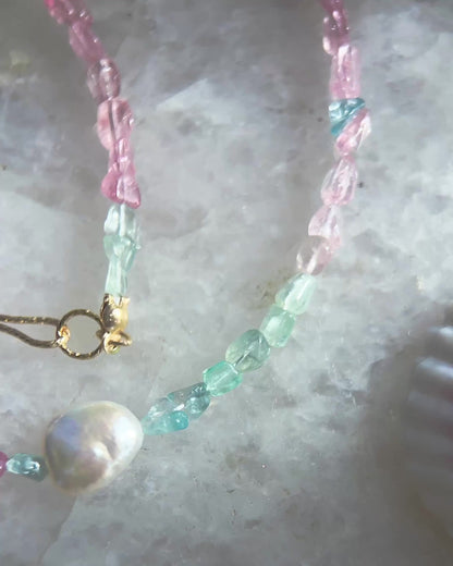 Ocean Pebbles Necklace ⋄ Rainbow Tourmaline & Pearl