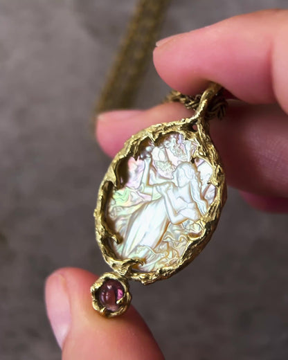 Goddess Aphrodite Amulet ⋄ Mother of Pearl & Pink Tourmaline