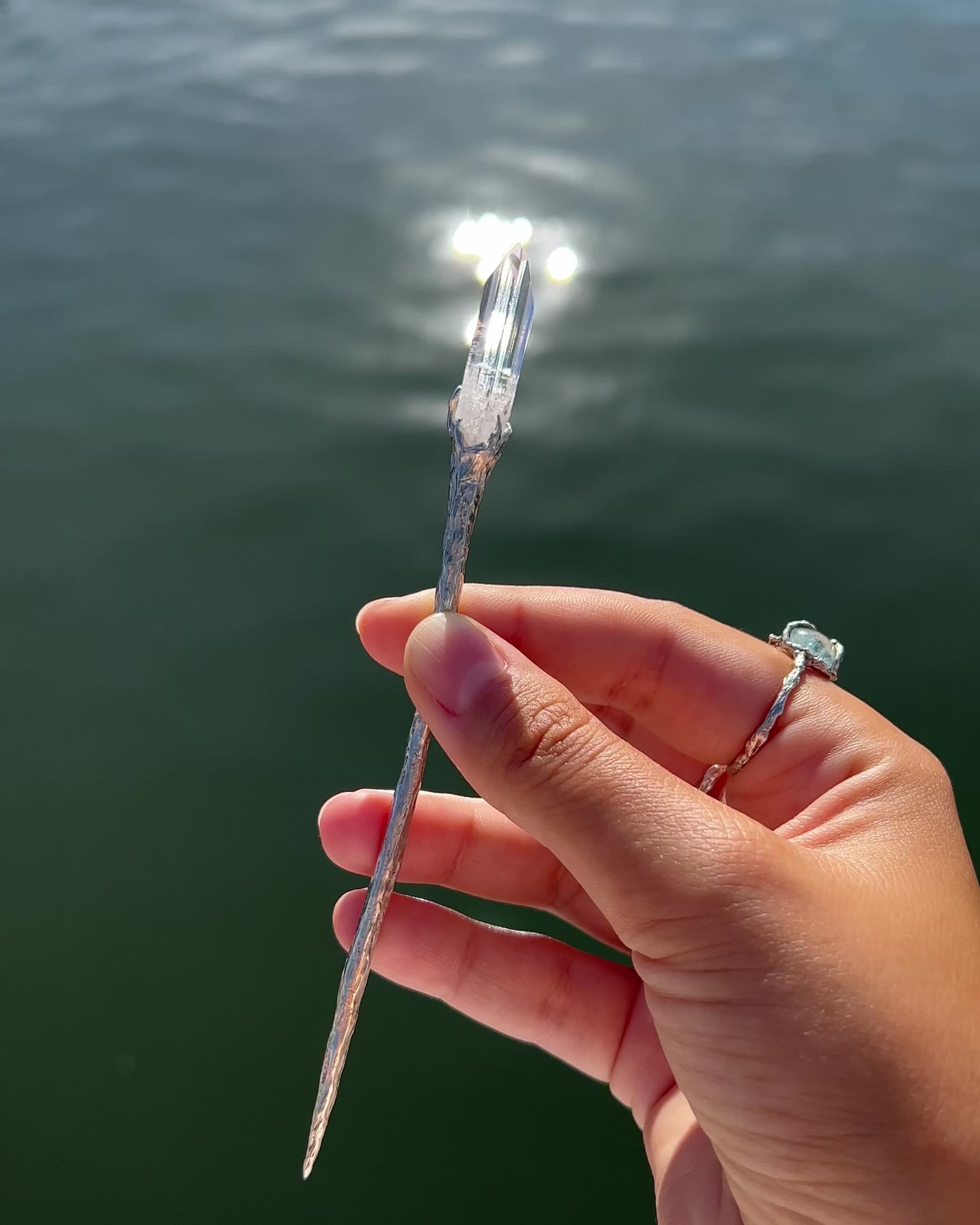 La Sirène Crystal Silver Hair Pin ⋄ Danburite