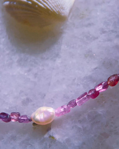 Ocean Pebbles Necklace ⋄ Pink Tourmaline & Pearl