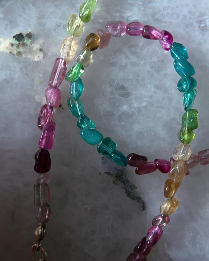 Ocean Pebbles Necklace ⋄ Rainbow Tourmaline & Pearl