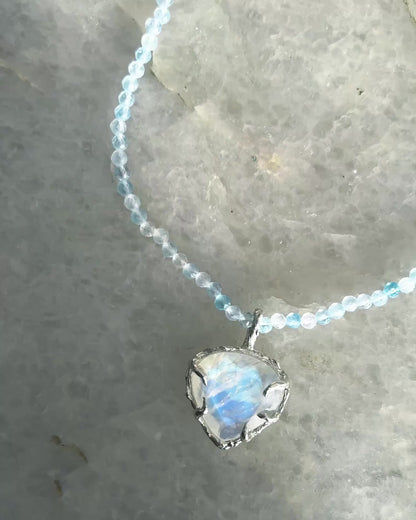 Heart Portal Necklace ⋄ Rainbow Moonstone & Aquamarine