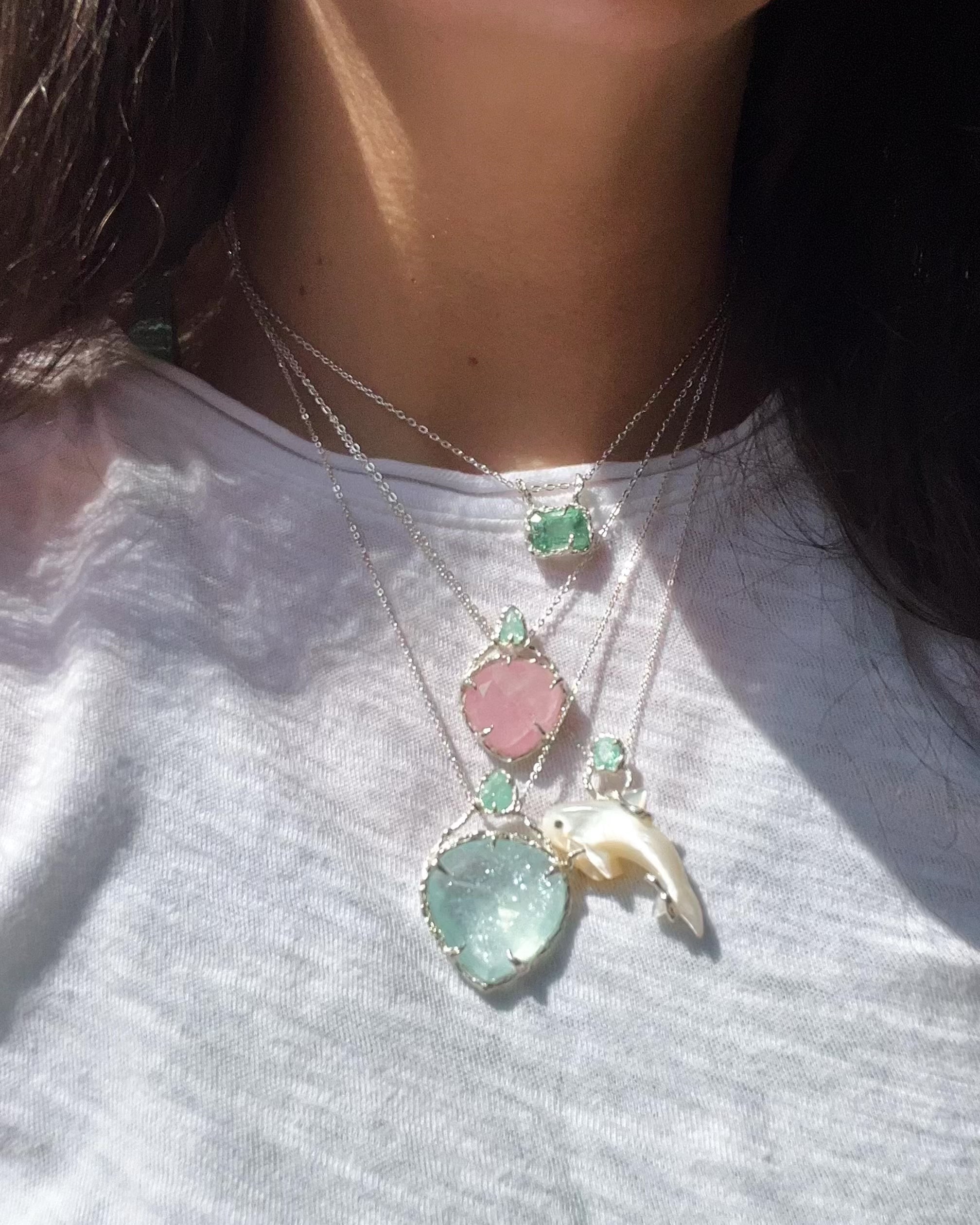 Heart of the Ocean Amulet ⋄ Shimmer Aquamarine & Paraíba Tourmaline