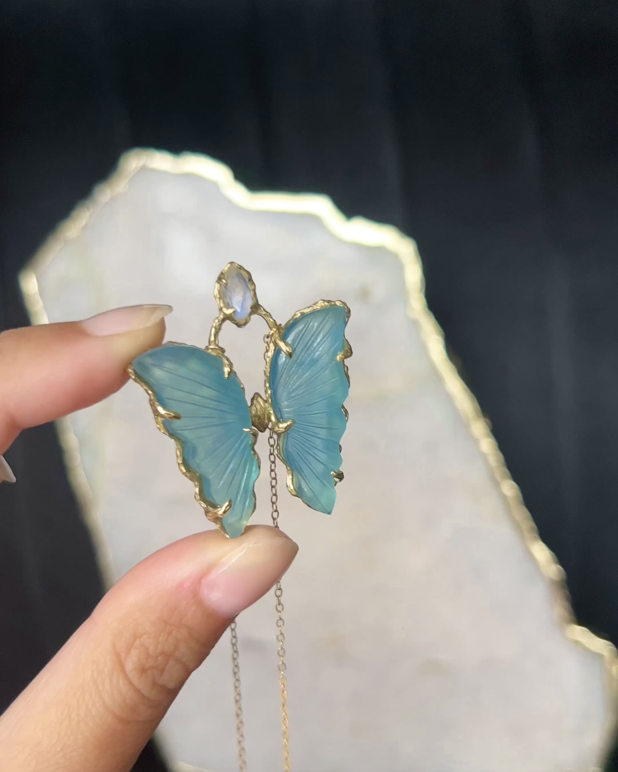 Ever After Butterfly Amulet ⋄ Aquamarine & Moonstone