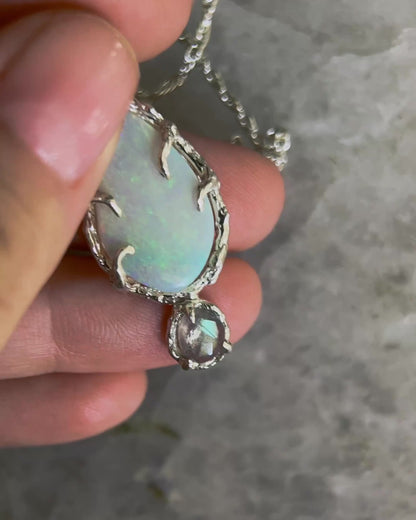 Unicorn Tear Necklace ⋄ Australian Opal & Labradorite